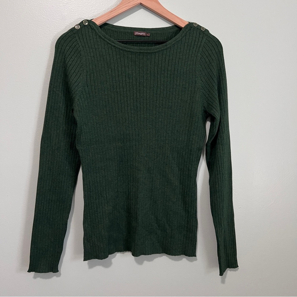 J. McLaughlin Women’s Green Lettuce Hem Sweater, Size Large